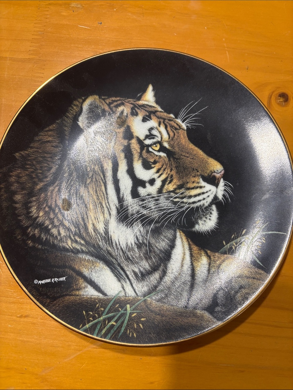 Vintage 1993 Hamilton Collection Tiger Collector Plate Black & Brown